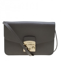 مملوكة مسبقًا Furla Grey Leather Metropolis Crossbody Bag