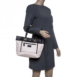 Pre Owned Furla Pink/Black Leather Tribe Chain Tote