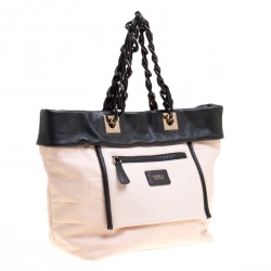 Pre Owned Furla Pink/Black Leather Tribe Chain Tote