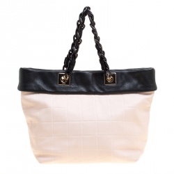 Pre Owned Furla Pink/Black Leather Tribe Chain Tote