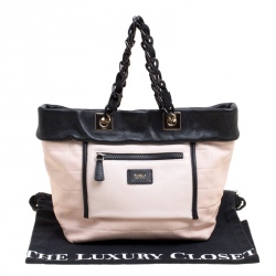 Pre Owned Furla Pink/Black Leather Tribe Chain Tote