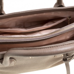 Pre Owned Furla Dark Beige Saffiano Leather Linda Tote