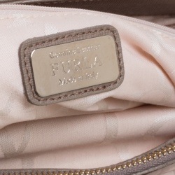 Pre Owned Furla Dark Beige Saffiano Leather Linda Tote