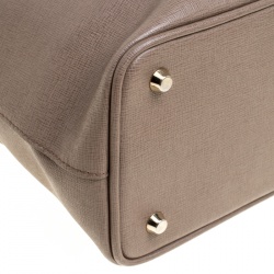 Pre Owned Furla Dark Beige Saffiano Leather Linda Tote