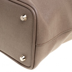 Pre Owned Furla Dark Beige Saffiano Leather Linda Tote