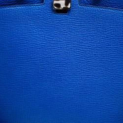Pre Owned Furla Blue Leather Piper Lux Top Handle Bag