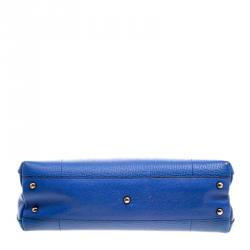 Pre Owned Furla Blue Leather Piper Lux Top Handle Bag