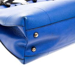 Pre Owned Furla Blue Leather Piper Lux Top Handle Bag