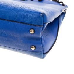 Pre Owned Furla Blue Leather Piper Lux Top Handle Bag