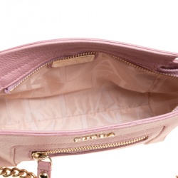 Pre Owned Furla Pink Leather Mini Ginevra Crossbody Bag