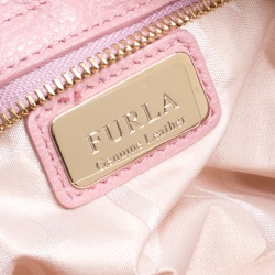 Pre Owned Furla Pink Leather Mini Ginevra Crossbody Bag