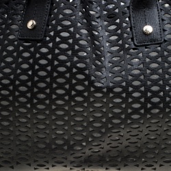 Pre Owned Furla Black Perforated Leather E/W Melissa Tote