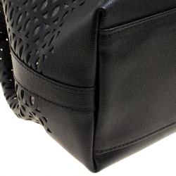 Pre Owned Furla Black Perforated Leather E/W Melissa Tote
