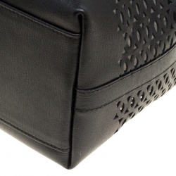 Pre Owned Furla Black Perforated Leather E/W Melissa Tote