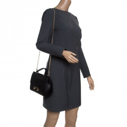 Pre Owned Furla Black Leather Julia Top Handle Shoulder Bag