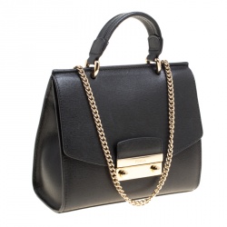 Pre Owned Furla Black Leather Julia Top Handle Shoulder Bag