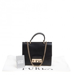 Pre Owned Furla Black Leather Julia Top Handle Shoulder Bag