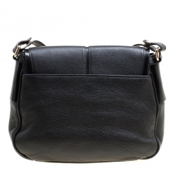 Pre Owned Furla Black Leather Saddle Shoulder Bag  