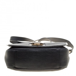 Pre Owned Furla Black Leather Saddle Shoulder Bag  