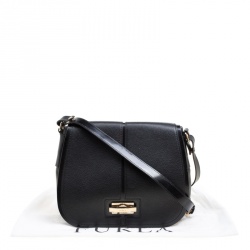 Pre Owned Furla Black Leather Saddle Shoulder Bag  