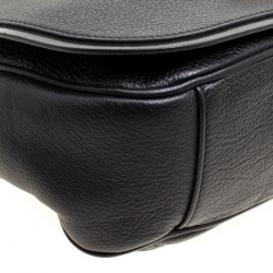 Pre Owned Furla Black Leather Saddle Shoulder Bag  