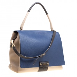 Pre Owned Furla Tri Color Leather Top Handle Bag