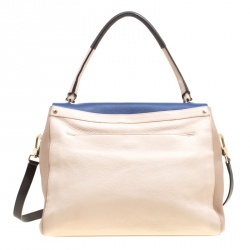 Pre Owned Furla Tri Color Leather Top Handle Bag