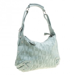 Pre Owned Furla Mint Green Suede and Leather Hobo