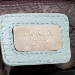 Pre Owned Furla Mint Green Suede and Leather Hobo