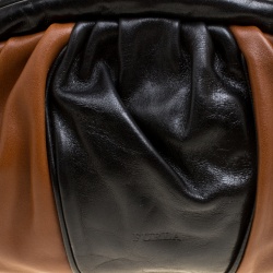 Pre Owned Furla Tri Color Pleated Leather Frame Clutch