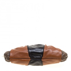 Pre Owned Furla Tri Color Pleated Leather Frame Clutch