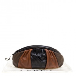 Pre Owned Furla Tri Color Pleated Leather Frame Clutch