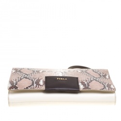 Pre Owned حقيبة كتف فندي جلد ونقش ثعبان بيضاء/ بيج