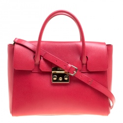 Furla Red Leather Medium Metropolis Top Handle Bag