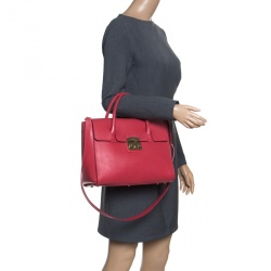 Furla Red Leather Medium Metropolis Top Handle Bag