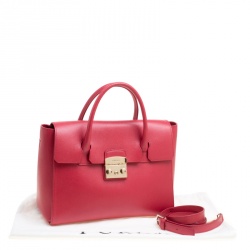 Furla Red Leather Medium Metropolis Top Handle Bag