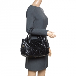 Pre Owned Furla Black Quilted Leather Tote