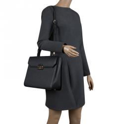 Pre Owned Furla Black Leather Chiara Top Handle Bag