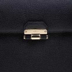 Pre Owned Furla Black Leather Chiara Top Handle Bag