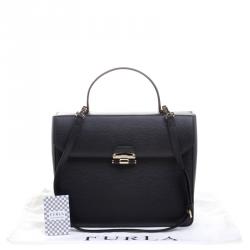 Pre Owned Furla Black Leather Chiara Top Handle Bag