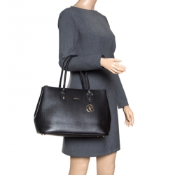 Pre Owned Furla Black Leather Linda Tote