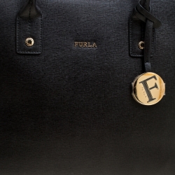 Pre Owned Furla Black Leather Linda Tote