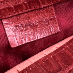 Pre Owned Furla Red Croc Embossed Leather Divide It Tote