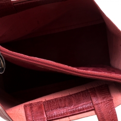 Pre Owned Furla Red Croc Embossed Leather Divide It Tote