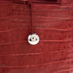 Pre Owned Furla Red Croc Embossed Leather Divide It Tote