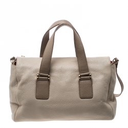 Pre Owned Furla Beige Leather Top Handle Bag