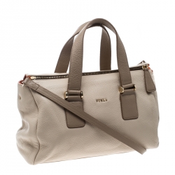 Pre Owned Furla Beige Leather Top Handle Bag