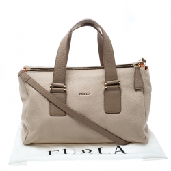 Pre Owned Furla Beige Leather Top Handle Bag