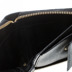 Pre Owned Furla Black Leather Small Classic Zip Around Wallet 