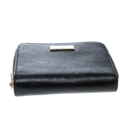 Pre Owned Furla Black Leather Small Classic Zip Around Wallet 
